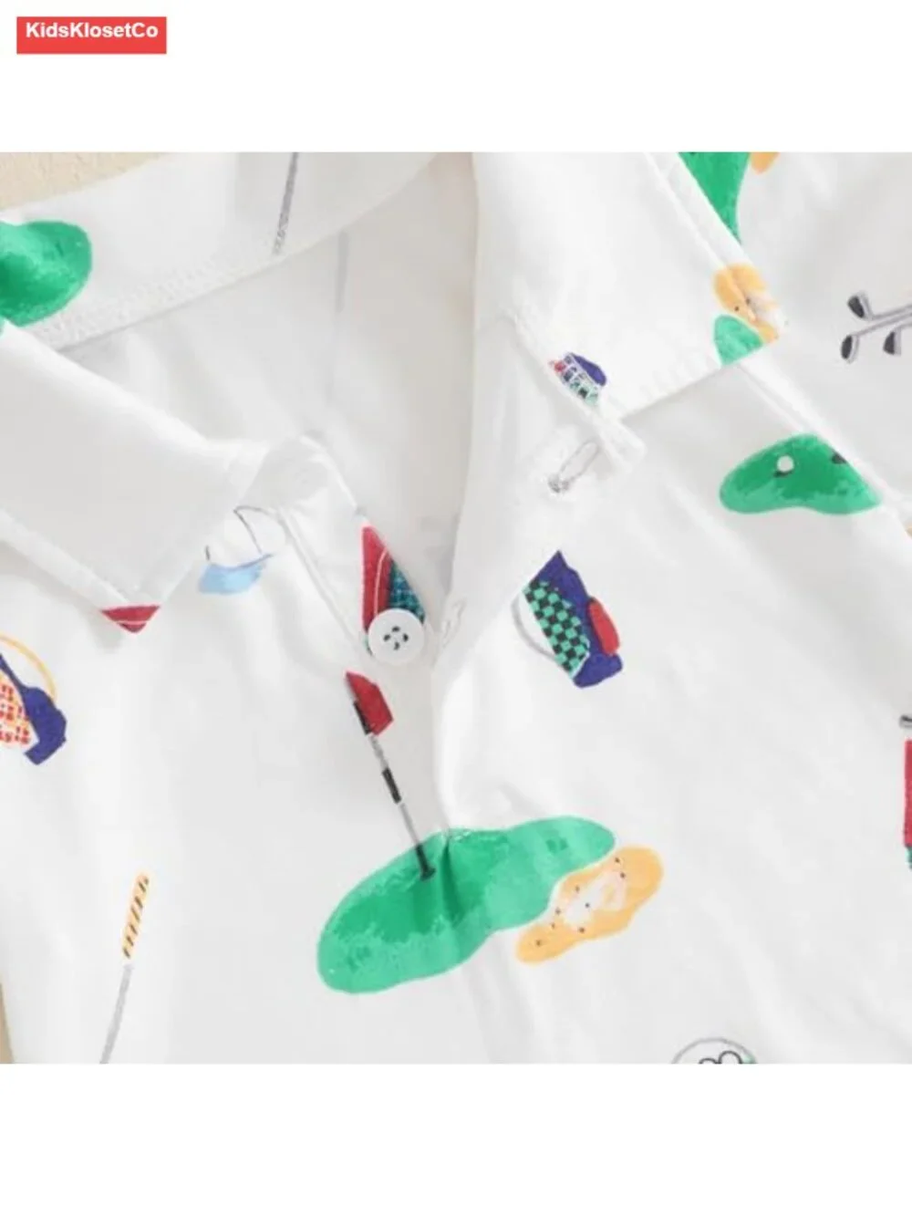 Newborn Baby Boy Golf Romper Short Sleeve Button Up Cotton Blend Jumpsuit - Picture 3 of 5